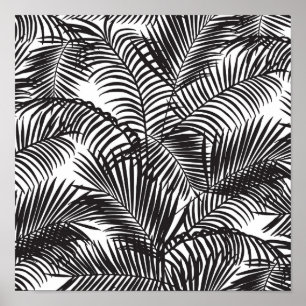 Poster Motif moderne de palmiers tropicaux noirs