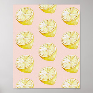 Poster Motif moderne Pastel rose et citron jaune