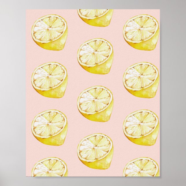 Poster Motif moderne Pastel rose et citron jaune (Devant)