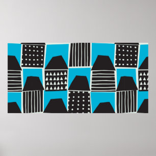 Poster Motif moderne sans couture avec maisons en noir et