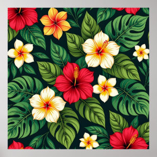 Poster Motif Monstera Hibiscus Tropical