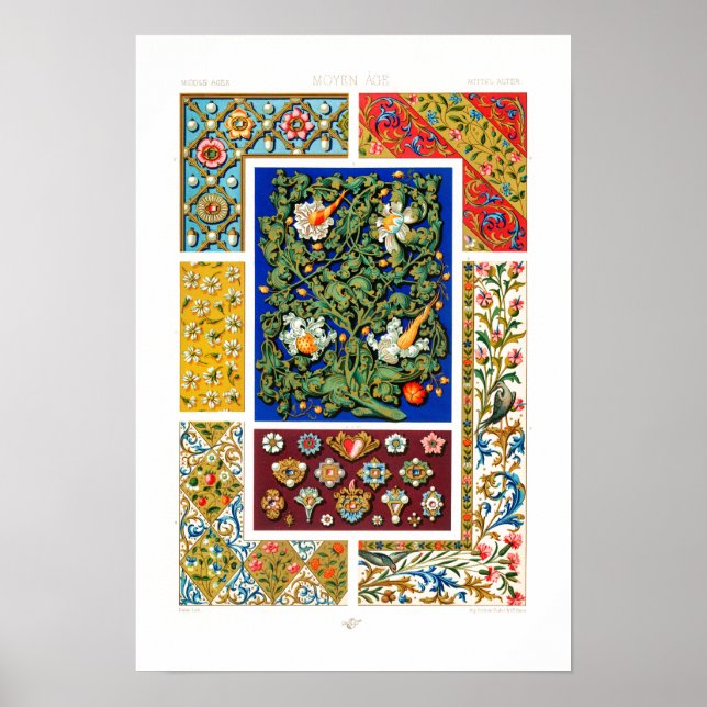 Poster Motif moyen-âge par Albert Racinet (Devant)