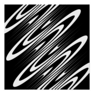 Poster motif ondulé organique lisse noir et blanc