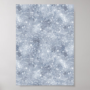 Poster Motif Pailleté de Givre Argenté Glitter Blanc