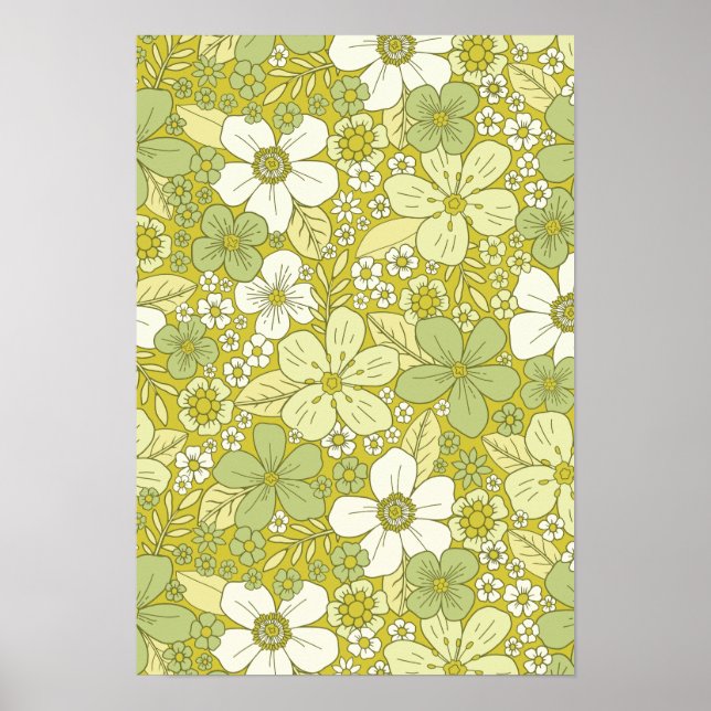Poster Motif Pastel vert et jaune (Devant)