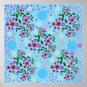 Poster Motif personnalisé de fleurs et de vignes confetti
