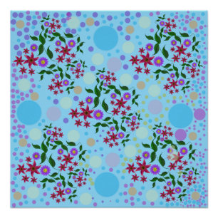 Poster Motif personnalisé de fleurs et de vignes mignonne