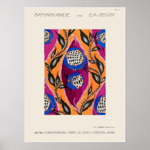 Poster Motif pochoir à fleurs dans Art Nouveau