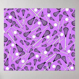 Poster Motif pourpre en pastel de bâtons de lacrosse