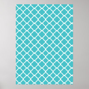 Poster Motif Quatrefoil turquoise