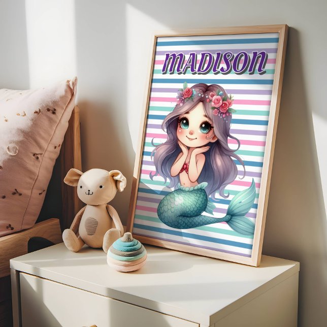 Poster Motif rayé de sirène personnalisé (Créateur téléchargé)