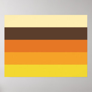 Poster motif rayé les années 70 rétro de couleur
