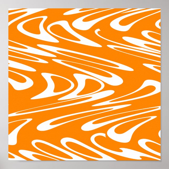 Poster Motif rétro orange et blanc. (Devant)