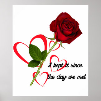 Poster Motif rose avec une citation romantique