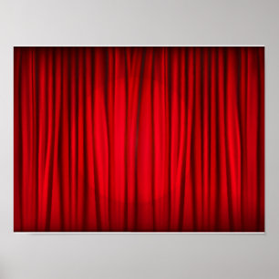 Poster Motif rouge de rideau en étape