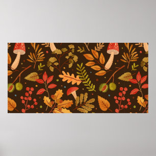 Poster Motif sans charme décoré de feuilles d'automne, po