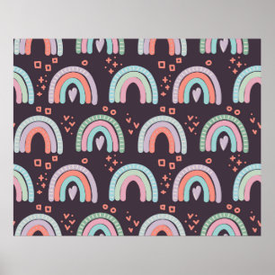 Poster  motif sans couture avec arc-en-ciel et clip goutt