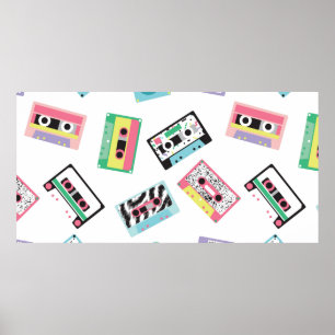 Poster Motif sans couture avec bandes audio dans style ré