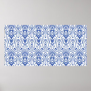 Poster Motif sans couture avec broderie. Tissu Ikat. Eth