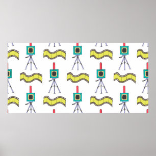 Poster Motif sans couture avec caméras et bandes de film 