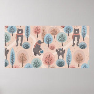 Poster Motif sans couture avec de mignons et amusants our