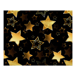 Poster Motif sans couture avec des étoiles dorées