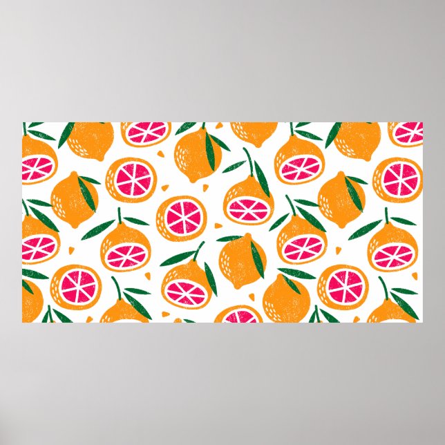 Poster Motif sans couture avec des fruits. Timbre texturé (Devant)