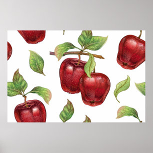 Poster Motif sans couture avec des pommes rouges. vinique