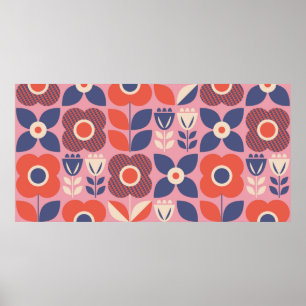 Poster motif sans couture avec éléments floraux dans sca