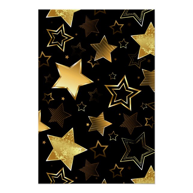 Poster Motif sans couture avec étoiles d'or (Devant)
