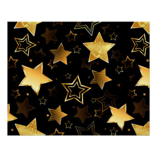 Poster Motif sans couture avec étoiles d'or