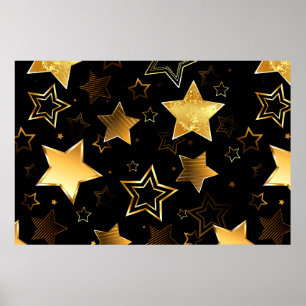 Poster Motif sans couture avec étoiles d'or
