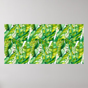 Poster Motif sans couture avec feuilles de bananes tropic