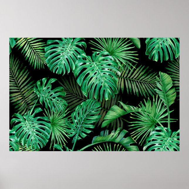 Poster Motif sans couture avec feuilles tropicaux sur un  (Devant)