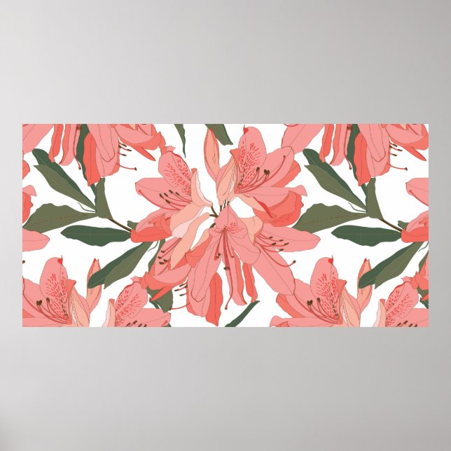 Poster Motif sans couture avec fleur d'Oleander. Compe fl (Devant)