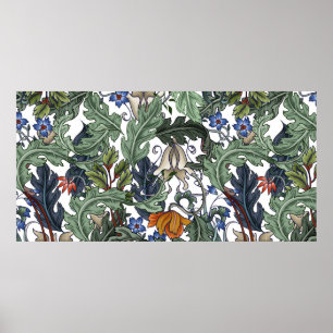 Poster Motif sans couture avec fleurs dans le style art d