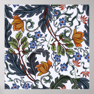 Poster Motif sans couture avec fleurs dans le style art d