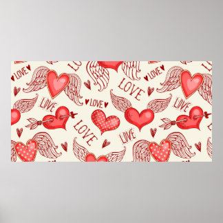 Poster Motif sans couture avec les coeurs. Bonne Saint Va