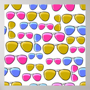 Poster Motif sans couture avec mode coloré rétro aviat