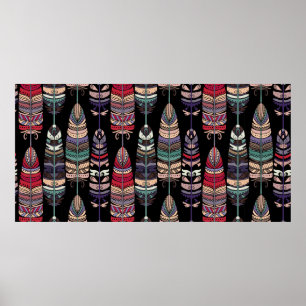 Poster Motif sans couture avec plumes d'oiseaux. L'art tr