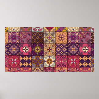 Poster Motif sans couture avec tuiles portugaises en tala