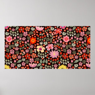 Poster Motif sans couture avec tulipe de tournesol