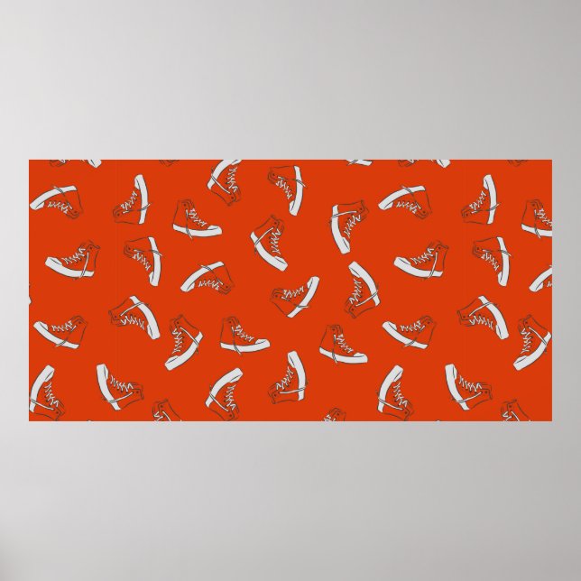 Poster motif sans couture basket sur arrière - plan rouge (Devant)