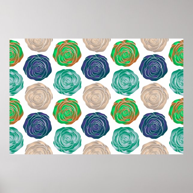 Poster Motif sans couture beige, verte et violette. (Devant)