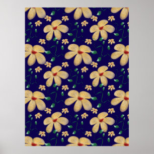Poster Motif sans couture botanique à l'aquarelle