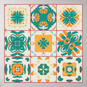 Poster Motif sans couture de l'abstrait 9 tilesarabe, a