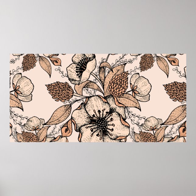 Poster Motif sans couture de trait. Couleurs claires. Vin (Devant)