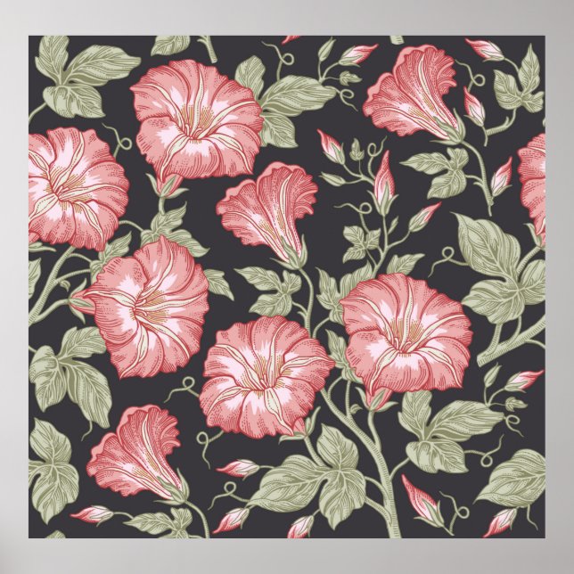 Poster Motif sans couture. Des fleurs sauvages de Petunia (Devant)