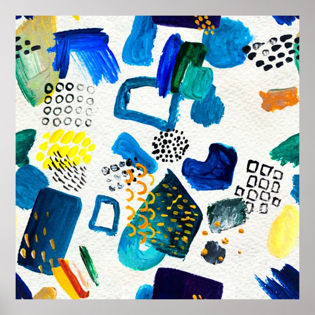 Poster Motif sans couture fait à la main par des coups de (Devant)