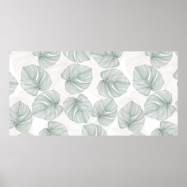 Poster Motif sans couture feuille Monstera. Motif tropica (Devant)